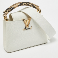 مملوكة مسبقًا Louis Vuitton White/Beige Taurillon Leather and Python Mini Capucines Bag