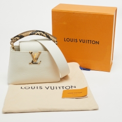 مملوكة مسبقًا Louis Vuitton White/Beige Taurillon Leather and Python Mini Capucines Bag