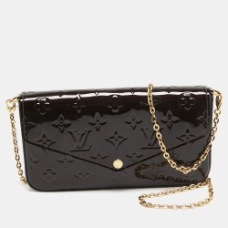 Pre Owned Louis Vuitton Amarante Monogram Vernis Pochette Felicie Bag