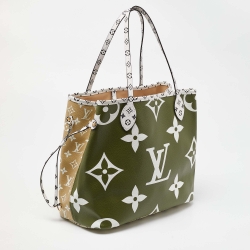 Louis Vuitton Khaki Giant Monogram Canvas Neverfull MM Bag