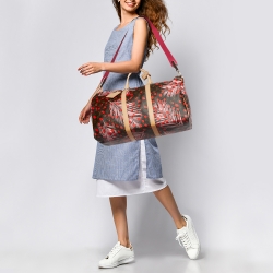 Pre Owned Louis Vuitton Jungle Dots Monogram Canvas Limited Edition Keepall Bandouliere 50 Bag