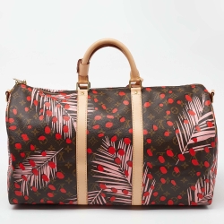 Pre Owned Louis Vuitton Jungle Dots Monogram Canvas Limited Edition Keepall Bandouliere 50 Bag