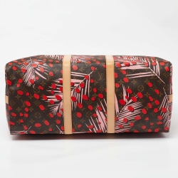 Pre Owned Louis Vuitton Jungle Dots Monogram Canvas Limited Edition Keepall Bandouliere 50 Bag