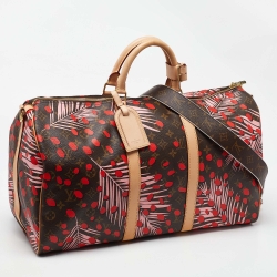 Pre Owned Louis Vuitton Jungle Dots Monogram Canvas Limited Edition Keepall Bandouliere 50 Bag