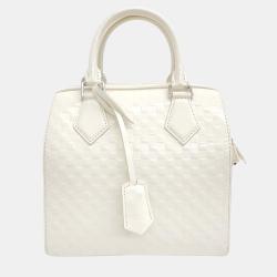 Pre Owned Louis Vuitton Ivory Leather Speedy Cube PM Top Handle Bag