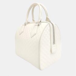 Pre Owned Louis Vuitton Ivory Leather Speedy Cube PM Top Handle Bag