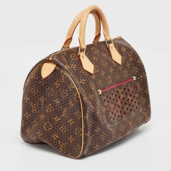 Pre Owned Louis Vuitton Fuchsia Monogram Perforated Canvas Speedy 30 Bag