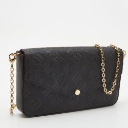 Pre Owned Louis Vuitton Black Empreinte Leather Felicie Pochette Bag