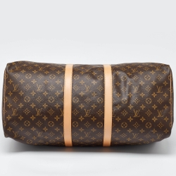 Pre Owned Louis Vuitton Brown Monogram Canvas Keepall 55 Bag