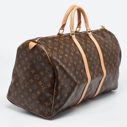 Pre Owned Louis Vuitton Brown Monogram Canvas Keepall 55 Bag