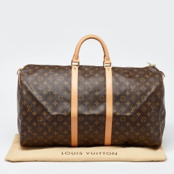 Pre Owned Louis Vuitton Brown Monogram Canvas Keepall 55 Bag