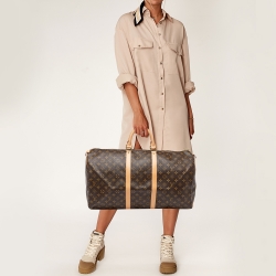 Pre Owned Louis Vuitton Brown Monogram Canvas Keepall 55 Bag