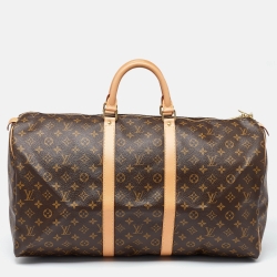 Pre Owned Louis Vuitton Brown Monogram Canvas Keepall 55 Bag