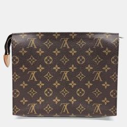 Pre Owned Louis Vuitton Brown Monogram Canvas Pochette Toilette Clutch Bag