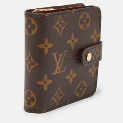 Pre Owned Louis Vuitton Monogram Canvas Compact Wallet
