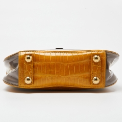 مملوكة مسبقًا Louis Vuitton Mustard Alligator and Coated Fabric Monogram Charms Linda Scarf Bag