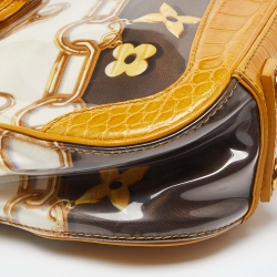 مملوكة مسبقًا Louis Vuitton Mustard Alligator and Coated Fabric Monogram Charms Linda Scarf Bag