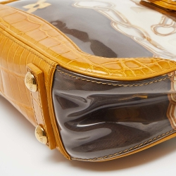 مملوكة مسبقًا Louis Vuitton Mustard Alligator and Coated Fabric Monogram Charms Linda Scarf Bag