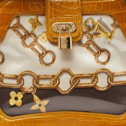 مملوكة مسبقًا Louis Vuitton Mustard Alligator and Coated Fabric Monogram Charms Linda Scarf Bag