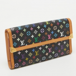 Pre Owned Louis Vuitton Black/Multicolor Monogram Canvas Porte Tresor International Wallet