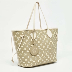 Pre Owned Louis Vuitton Khaki/Beige Empreinte Monogram Spring In The City Neverfull MM Bag