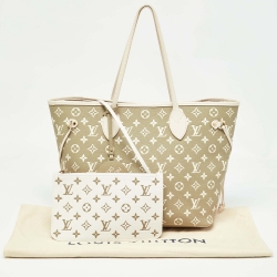 Pre Owned Louis Vuitton Khaki/Beige Empreinte Monogram Spring In The City Neverfull MM Bag