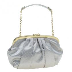 Pre Owned Louis Vuitton Grey Monogram Satin Aumoniere Evening Clutch