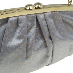 Pre Owned Louis Vuitton Grey Monogram Satin Aumoniere Evening Clutch