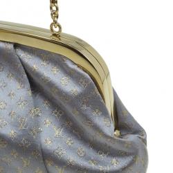 Pre Owned Louis Vuitton Grey Monogram Satin Aumoniere Evening Clutch