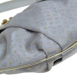 Pre Owned Louis Vuitton Grey Monogram Satin Aumoniere Evening Clutch