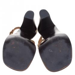 مملوكة مسبقًا Louis Vuitton Brown Leather Floral Cut Out Embellished Ankle Strap Sandals Size 36.5