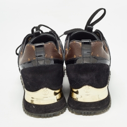 Louis Vuitton Black Suede and Monogram Canvas Run Away Sneakers Size 37.5