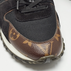 Louis Vuitton Black Suede and Monogram Canvas Run Away Sneakers Size 37.5