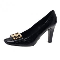 مملوكة مسبقًا Louis Vuitton Black Patent Fleur Pumps Size 38