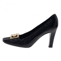 مملوكة مسبقًا Louis Vuitton Black Patent Fleur Pumps Size 38