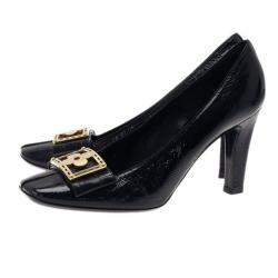 مملوكة مسبقًا Louis Vuitton Black Patent Fleur Pumps Size 38