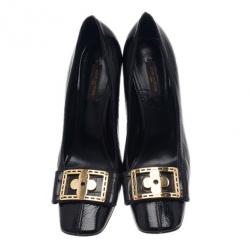 مملوكة مسبقًا Louis Vuitton Black Patent Fleur Pumps Size 38