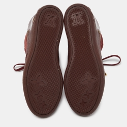 Louis Vuitton Burgundy Monogram Suede and Patent Leather Millenium Wedge High Top Sneakers Size 38.5