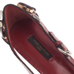 Pre Owned Louis Vuitton Red Patent Leather Embellished Ballet Flats Size 38