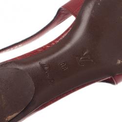 Pre Owned Louis Vuitton Red Patent Leather Embellished Ballet Flats Size 38