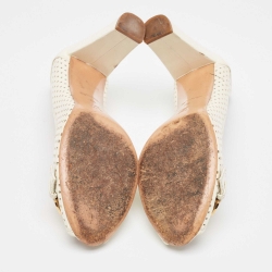 مملوكة مسبقًا Louis Vuitton Cream Patent Leather Peep Toe Pumps Size 40