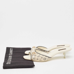 Louis Vuitton White/Blue Monogram Canvas Slide Sandals Size 39.5