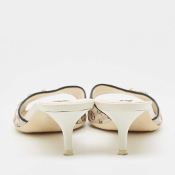 Louis Vuitton White/Blue Monogram Canvas Slide Sandals Size 39.5