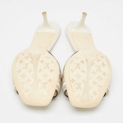Louis Vuitton White/Blue Monogram Canvas Slide Sandals Size 39.5