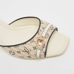 Louis Vuitton White/Blue Monogram Canvas Slide Sandals Size 39.5