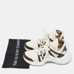 Louis Vuitton White Mesh and Monogram Canvas Archlight Sneakers Size 38