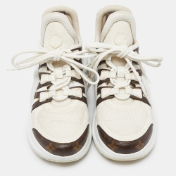 Louis Vuitton White Mesh and Monogram Canvas Archlight Sneakers Size 38