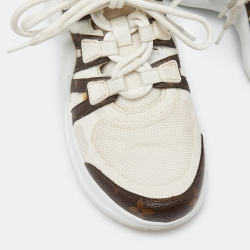Louis Vuitton White Mesh and Monogram Canvas Archlight Sneakers Size 38