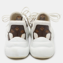 Louis Vuitton White Mesh and Monogram Canvas Archlight Sneakers Size 38