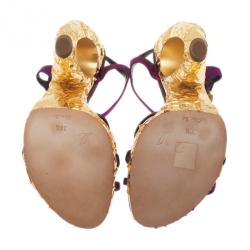 مملوكة مسبقًا Louis Vuitton Purple Satin Feerique Morganne Wedge Sandals Size 38.5